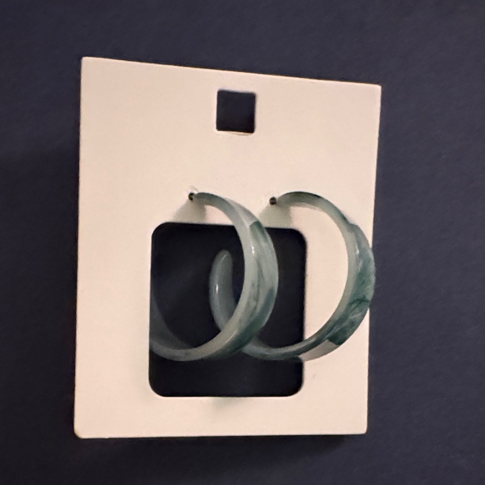 Green Marble Hoop Earrings